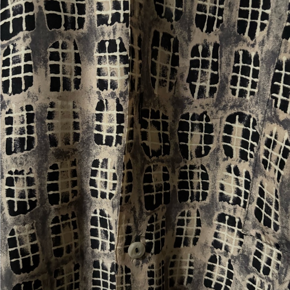 Burma Bibas Geometric 100% Silk Print vintage Shirt size L - Picture 5 of 7